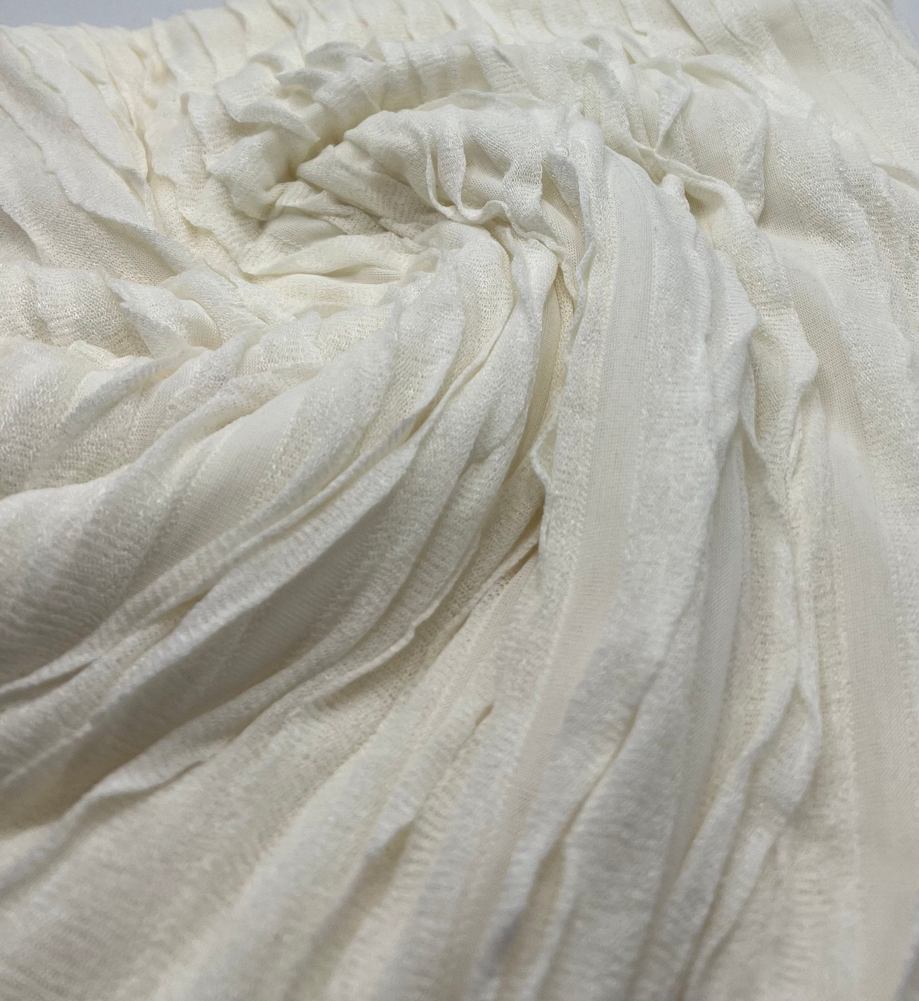 Ivory Ruffle Textured 4 Way Stretch Fabric - T9 Fabrics